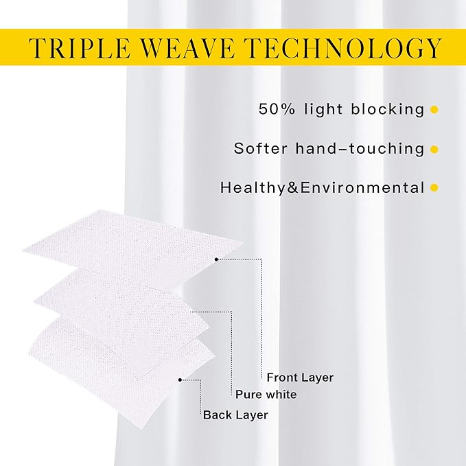 NICETOWN Sliding Door Curtain Window Treatment for Living Room, Energy Smart Thermal Insulated Extra Wide Solid Blackout Curtains/Drapes for Patio Door (Pure White, W80 x L84) NICETOWN
