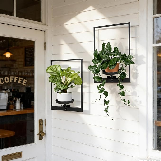 Wall Planters for Indoor Plants, Window Plant Shelves Set of 3, Wall Plant Stand to Hold Large Pots - Premium Metal Hanging Plant Holder for Indoor Outdoor Decor STORENIZATION