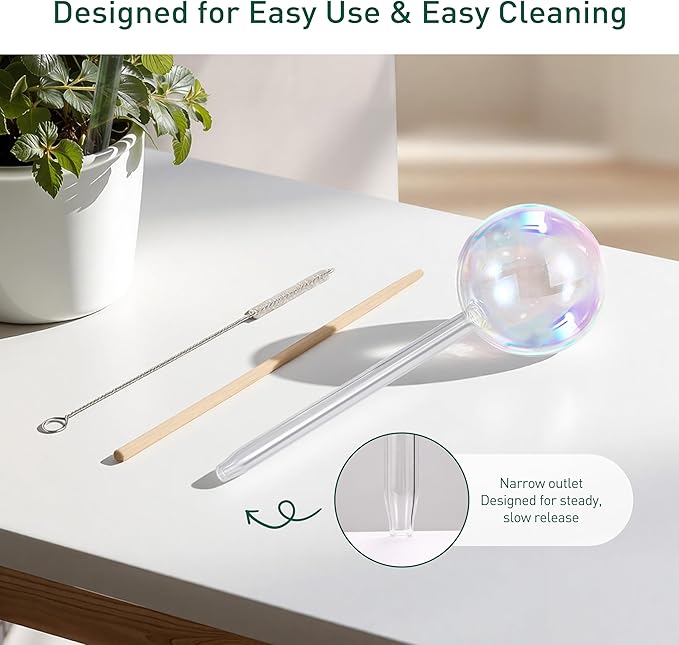Large Extra-Thick Clear Glass Plant Watering Globes, Rainbow Gradient Self Watering Devices for Indoor & Outdoor Plants, AutomaticWaterer Spikes, Perfect for Daily or Vacation Use, 6-Pack SoilaguaDirect
