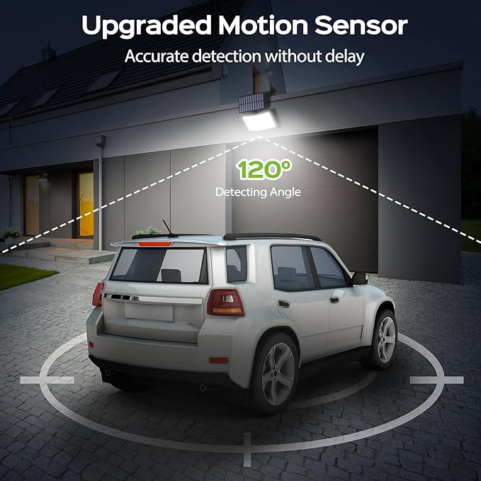 Adiding Solar Outdoor Lights, 2800LM LED Flood Lights with 16.4 Ft Cable, Remote Control Solar Motion Sensor Lights with 3 Modes, Solar Powered Security Lights for Outside Patio, Yard, Garage, 4 Pack Adiding