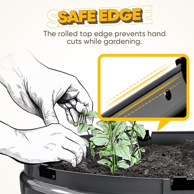 KING BIRD Raised Garden Bed Kit 2026 Upgraded 10-Minute Assembly Galvanized Planter Garden Box Outdoor for Gardening, Vegetables, Flowers, 47x24x12 in, Dark Grey KINGBIRD