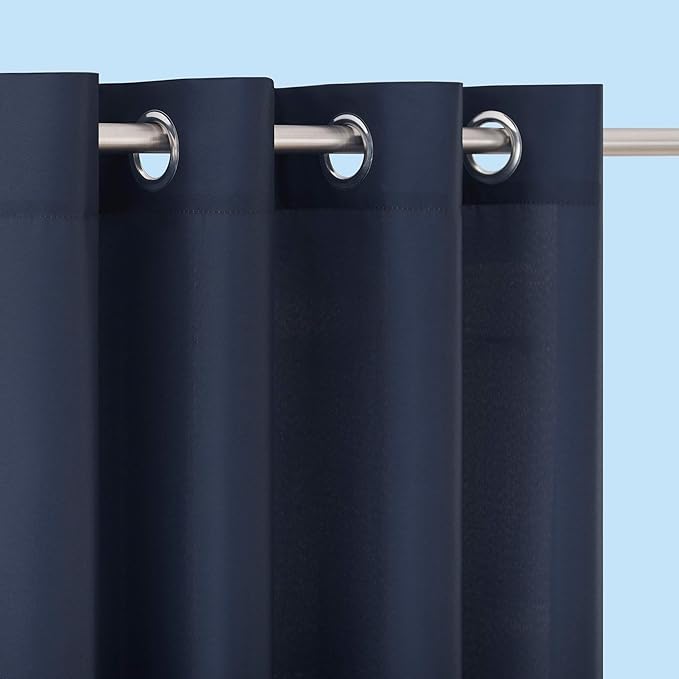 Sun Zero Marina Indoor/Outdoor UV Protectant Energy Efficient Grommet Curtain Panel, 54" x 108", Navy Blue SunZero%E2%84%A2