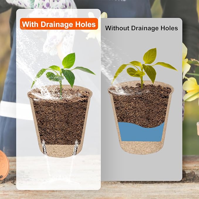 60 Packs 3.15 Inch Peat Pots,Biodegradable Pots for Seedlings with Drainage Holes, Garden Germination Nursery Pots with 50Pcs Plant Labels JNYONG