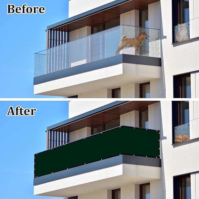 UPGRADE Privacy Screen 3' x 10' Fence Commercial Shade Cover with Brass Grommets Heavy Duty Perfect for Outdoor Back Yard, Dark Green, Customizable UPGRADE