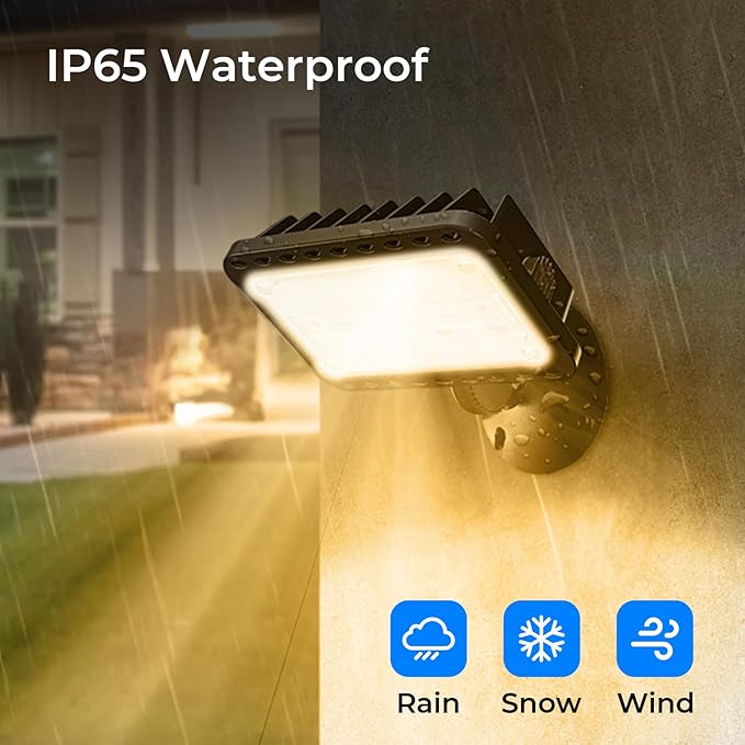 CINOTON 20W LED Flood Lights Outdoor, IP65 Waterproof Exterior Security Wall Light with 180°Knuckle, 2800LM 120V Outside Aluminum Lighting Fixture for Yard Patio Garage Doorway 3000K 2 Pack, UL Listed CINOTON