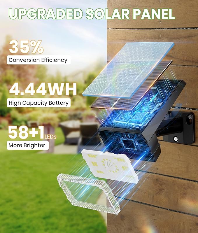 Bright Solar Spot Lights Outdoor 4 Pack, [58 LED/12000K/3 Modes] Solar Lights Outdoor Waterproof IP67, Auto On/Off, 2-in-1 Wall Light Flood Light for Tree Yard Garden Pathway BITPOTT