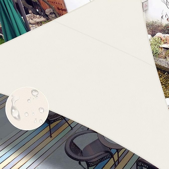 LOVE STORY Right Triangle 9'x18'x20.1' Waterproof Sun Shade Sail Canopy UV Block for Outdoor Patio Backyard Carport,Cream(We Make Custom Size) LOVESTORY