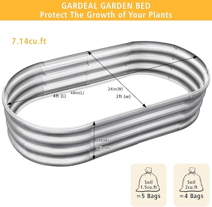 Garden Galvanized Raised Garden Bed Kit - Metal Planter Box for Vegetables/Herbs/Flowers, Heavy-Duty Steel Outdoor Garden Box with Reinforced Edges Gardeal