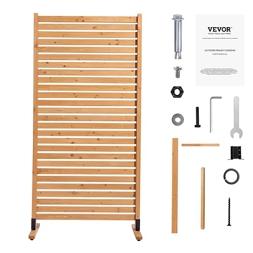 VEVOR Wooden Privacy Screen,36" W x 73" H Outdoor Privacy Screen, Freestanding Wood Privacy Panel with Stand,Outdoor Divider for Balcony Patio Lawn Garden VEVOR