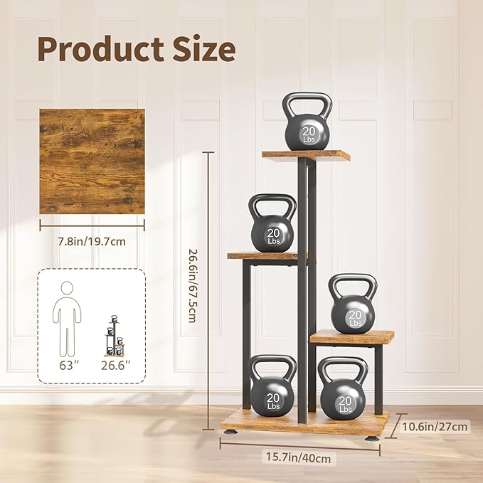 LASZOLA Black 4 Tiered Wood Plant Stand Indoor for Large Heavy Duty Planter, Sturdy Multi Level Corner Vertical Flower Rack for Narrow House, Rustic Tall Orchid Shelving Holder for Decor, Space Saving LASZOLA
