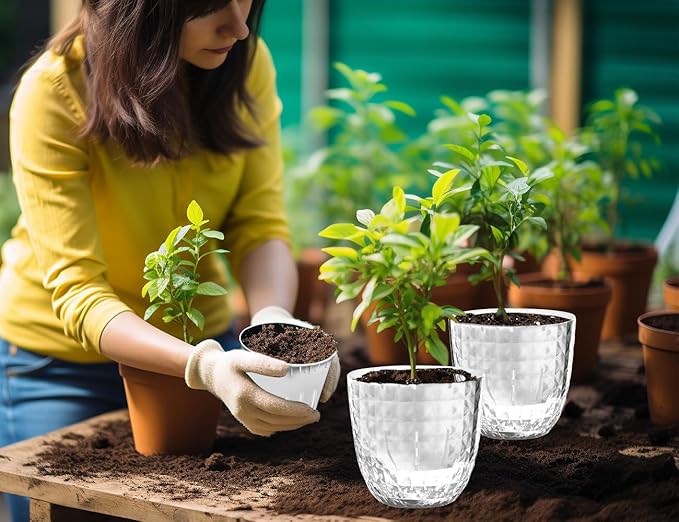 Self Watering Pots for Indoor Plants, Flower Pots, Self Watering Plant Pot-6pcs 4inch Clear Etvski