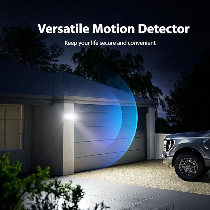Onforu 75W LED Flood Light Motion Sensor Outdoor, 7000lm Dusk to Dawn Flood Light, Security Light with Three Head, IP65 Waterproof Exterior Floodlight, 6500k Wall Light for Entryway Stairs Yard Garage Onforu