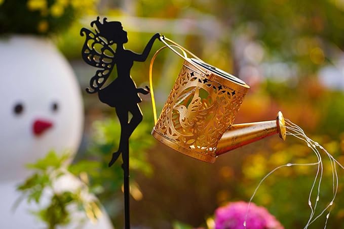 Solar Watering Can Lights, Outdoor Garden Decor,LED Waterproof String Light,Metal Vintage Fairy Tale Lamps Outside,Solar Lantern with Shepherd Hook for Lawn Yard Path (Hummingbird) Yevheniy