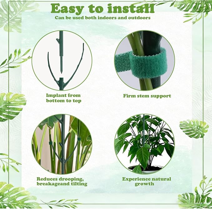 Stackable Monstera Moss Pole - 10 PCS Coir Plant Support Stakes for Indoor Plants, Bendable Totem Pole for Climbing Vines, Money Plant | Durable Indoor Plant Stakes (10 Pack) Rootora