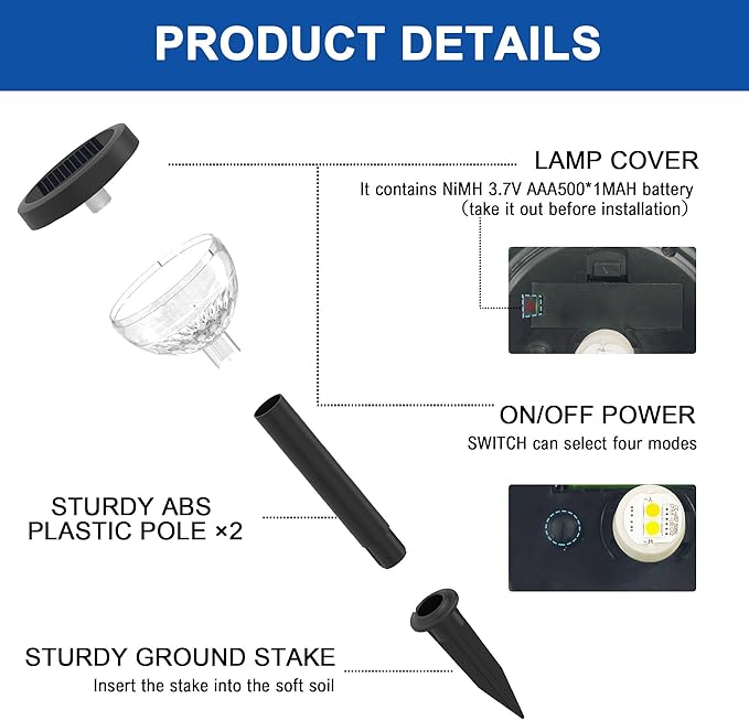 4 Pack Solar Flood Light, Security Lights,Pathway Lights with 2CCT(Warm and Cool) Light Modes,Bright Pattern Solar Decorative Lights Outdoor JEJOT