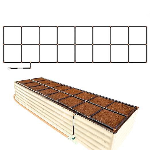The Garden Grid | Preassembled Garden Watering System for Raised Beds | Drip Irrigation System & Soaker Hose - But Better | 1-Min Setup, USA-Made, Lasts 5-10x Longer | Size: 2x8 -Dims: 22.5"x88" GardenInMinutes