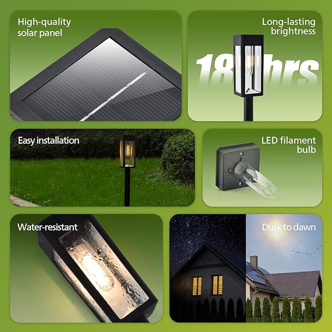 Philips 6 Packs Solar Pathway Lights Outdoor, Glass Metal Led Garden Landscape Lightings, 3000K Warm White, Waterproof for Decor Yard, Walkway, Patio, Driveway, Lawn PhilipsLightingLED