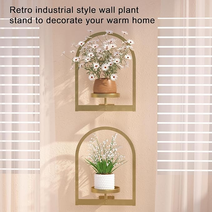 Wall Plant Holder, Wall Planter for Indoor Plants, Window Plant shelves for Multiple Plants Indoor Outdoor, Framed Plant Holder for Home Decor (3 Pack) Flenpptly