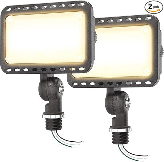 CINOTON 20W LED Flood Lights Outdoor, IP65 Waterproof Exterior Security Wall Light with 180°Knuckle, 2800LM 120V Outside Aluminum Lighting Fixture for Yard Patio Garage Doorway 3000K 2 Pack, UL Listed CINOTON