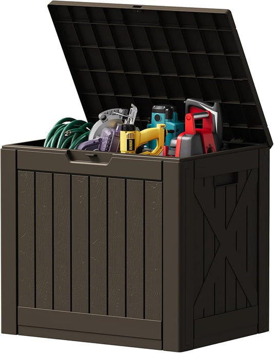 Devoko 40 Gallon Deck Box Outdoor Storage Box Waterproof for Patio, Large Outdoor Storage Bench Lockable for Outside (Deep Brown, 40 Gallon) DEVOKO