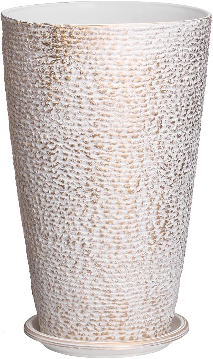 VEVOR Set of 2 Tall Outdoor Planters 21" H, Round Large Planters for Front Porch and Patio, Stone Finish Flower Tree Plant Pots VEVOR
