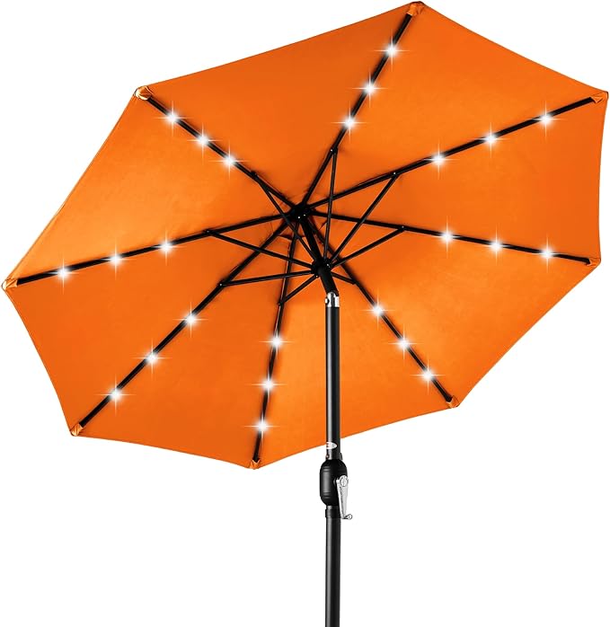 Best Choice Products 10ft Solar Polyester LED Lighted Patio Umbrella w/Tilt Adjustment and UV-Resistant Fabric BestChoiceProducts