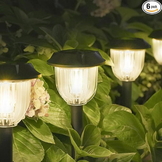 AOSEA LED Solar Lights for Outside,Bright 6 Pack Solar Lights Outdoor IP65 Waterproof,Landscape Lighting,Garden Decorative for Yard,Patio,Walkway,Sidewalk,Driveway,Lawn (Warm) AOSEA