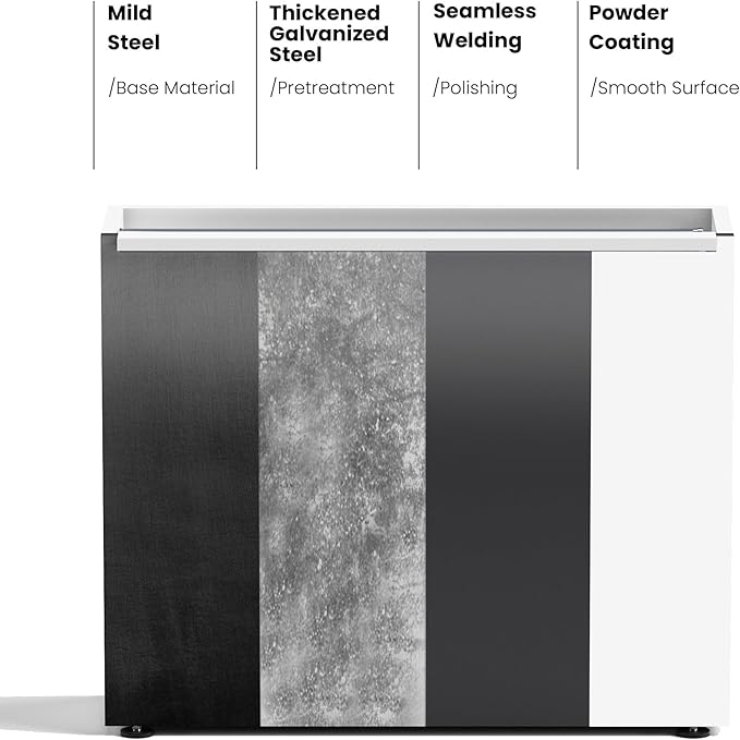 GSK White Metal Planter Box with LED Light Rectangular Illuminate Flower Trough 30" H×10" W×37.9" L Vibe Indoor Light Up Garden Plants Outdoor Separation Patio Porch Balcony GSK