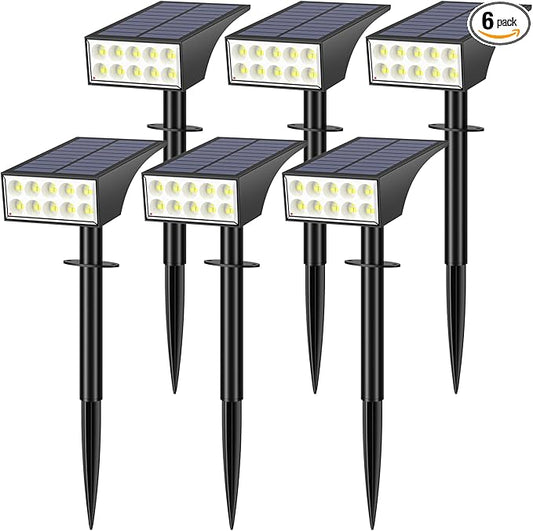 Solar Spot Lights Outdoor, Solar Lights Outdoor Waterproof IP65, 4 Brightness Modes Dusk to Dawn Landscape Spotlights for Yard Garden Pathway Porch Tree House Decoration, Cool White, 6 Pack WENATY