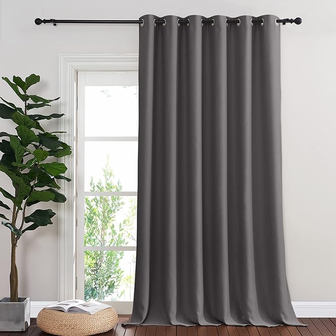 NICETOWN Blackout 102 inch Curtains for Sliding Glass Door, Grommet Thermal Insulated Room Darkening Window Treatment Sound Reducing Drapes for Room Divider, Gray, W80 x L102, 1 Panel NICETOWN