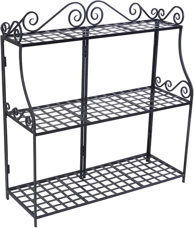 Panacea Products Forged 3-Tier Plant Stand, Black Panacea