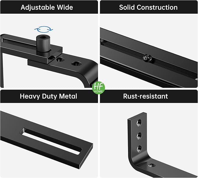 HFHOME 4PCS Adjustable Planter Window Box Planters Hanging Flower Box Holders Brackets, Heavy Duty Wall Mount Holder for Windowsills, Garden, Fences, and Balcony - Black HFHOME