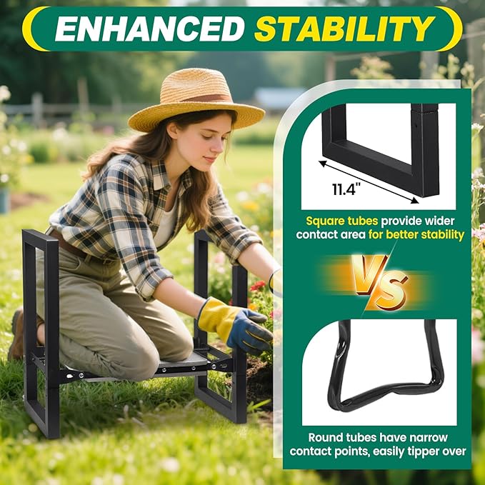 Garden Kneeler and Seat Heavy Duty - 12.7" Wide Garden Kneeling Bench Stool with Handles, Folding Knee Seat Chair Gardening Gifts for Seniors Women Men Gardeners Pain-Free Weeding Planting DIOVPLX