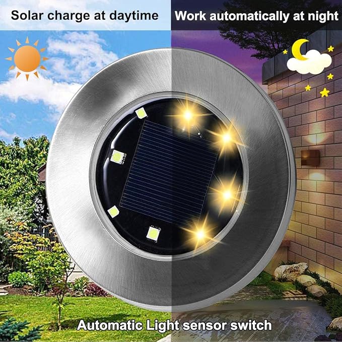 4.6 Inch Diameter Solar Ground Lights, Waterproof Solar Garden Lights, Outdoor Garden Waterproof Bright in-Ground Light, Landscape Lighting for Pathway,Yard,Lawn,Patio,Walkway (12 Pack Warm Light) Rayolon