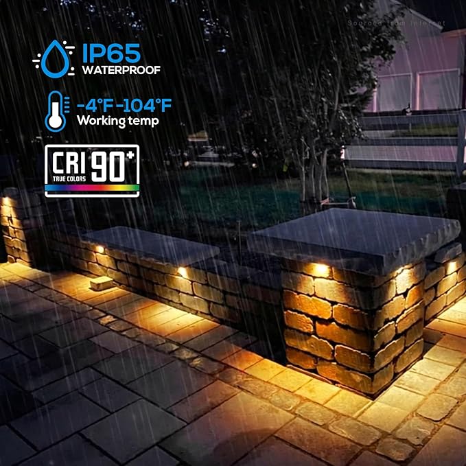 LEONLITE 8-Pack 4 Inch LED Hardscape Lighting, Update Retaining Wall Lights, LED Landscape Lighting, 12-24V AC/DC Paver Light Low Voltage, 1W/2W/3W Dimmable Outdoor Step Lights, 2700K Soft White, ETL LEONLITE