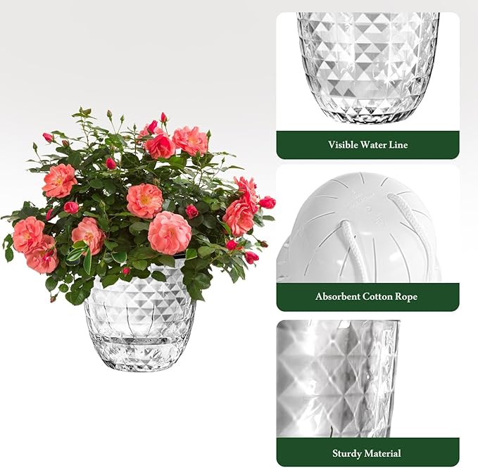 Self Watering Pots for Indoor Plants, Flower Pots, Self Watering Plant Pot-3pcs 6inch Clear Etvski