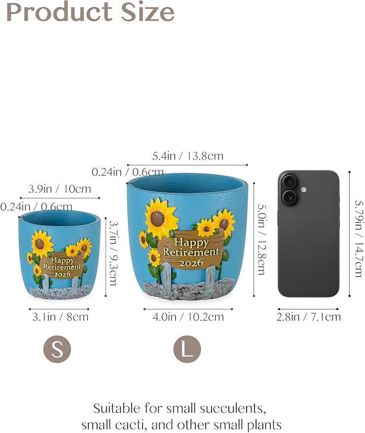 Retirement Gifts for Woman 2026: Happy Retirement Gifts for Women Nurse Teacher Coworker - Unique Retired Garden Gifts for Decoration - Hand-Painted Plant Pot Present with Gift Box and Card Rootora