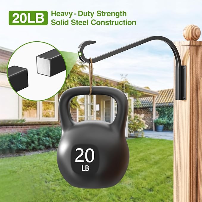 16 Inch 2 Pack Plant Hangers for Indoor/Outdoor Wall Mount - Heavy Duty Hanging Plant Holder & Bird Feeder Hooks, Decorative Black Metal Wall Hangers for Plants, Flower Baskets saffruff
