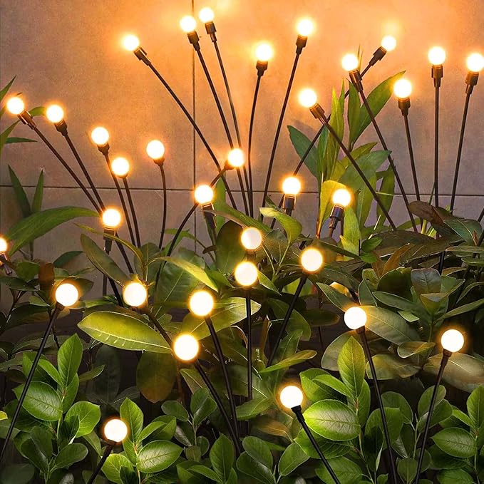 Solar Garden Lights Outdoor, 4 Pack 32LED Swaying Light Waterproof Solar Lights Outdoor for Yard Pathway Patio, Swaying Lawn Decor as Gardening Gifts for Women Holiday NBQQ