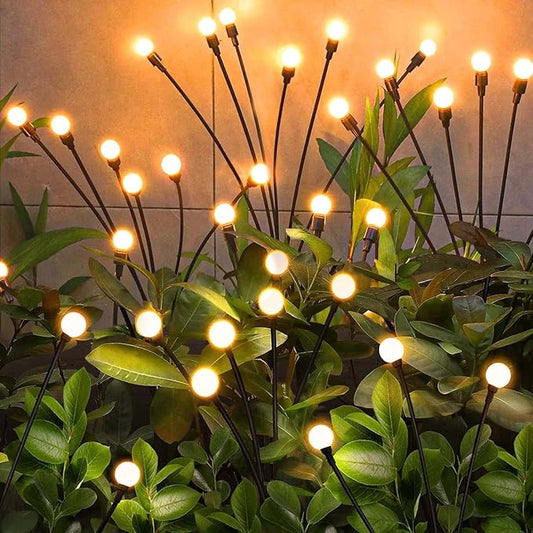 Solar Garden Lights Outdoor, 4 Pack 32LED Swaying Light Waterproof Solar Lights Outdoor for Yard Pathway Patio, Swaying Lawn Decor as Gardening Gifts for Women Holiday NBQQ