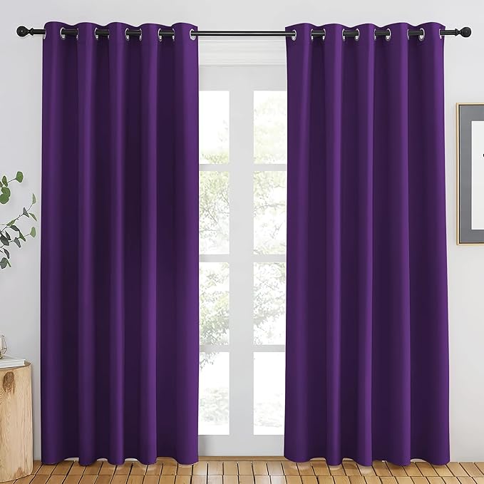 NICETOWN Royal Purple Blackout Curtains 84 inch Length, Grommet Top Room Darkening Drapes for Bedroom Living Room, Light Blocking Window Covering for Privacy (W66 x L84 Inch, 1 Panel) NICETOWN