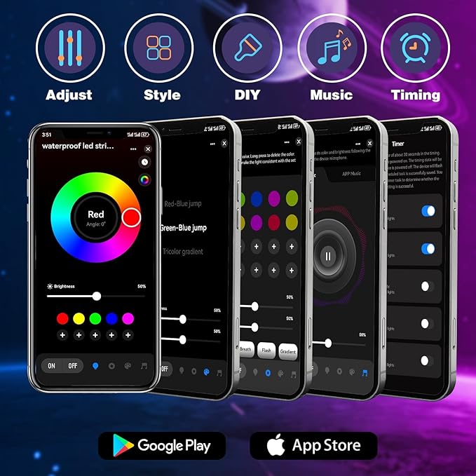 KSIPZE Outdoor LED Rope Lights,IP68 Waterproof Outside Led Lights with Smart App,Music Sync RGB Exterior Led Strip Lights for Roof，Balcony,Deck,Pool (40ft) KSIPZE