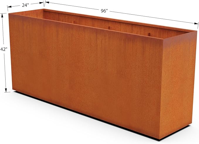 PLANTERCRAFT Corten Steel Planter Rectangle Outdoor Metal Garden Box Heavy Duty | Made in USA | Fully Assembled Plantercraft