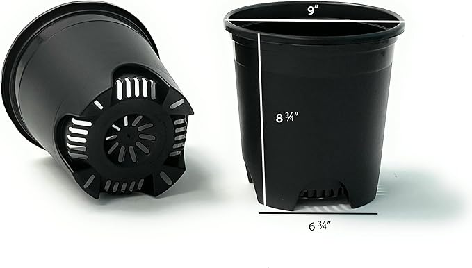 Cotta Planters 2 Gallon Black Nursery Pot Plastic 6-Pack Planter Pots Pot Liners for Outdoor Indoor Plants Gardening Flower Pots with Drainage Holes CottaPlanters