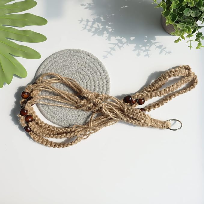 Macrame Plant Hanger Indoor Hanging with Wood Beads Macrame Planters No Tassel for Indoor Outdoor Boho Home Decor 35 Inch (Brown, 1pc) BlueMake