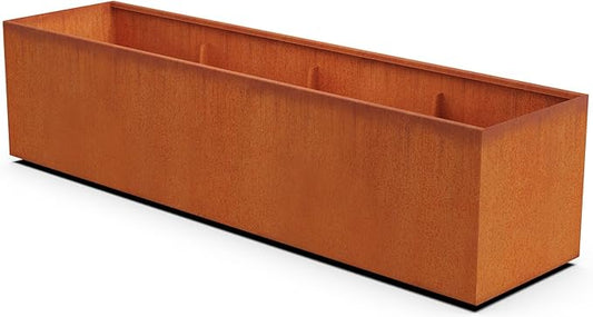 Plantercraft Large Rectangular Planters for Outdoor Plants – 96x24x24 Inch Corten Steel Planter Box | Extra Large Outdoor Planters for Garden, Patio & Commercial Landscapes | Fully Assembled Plantercraft