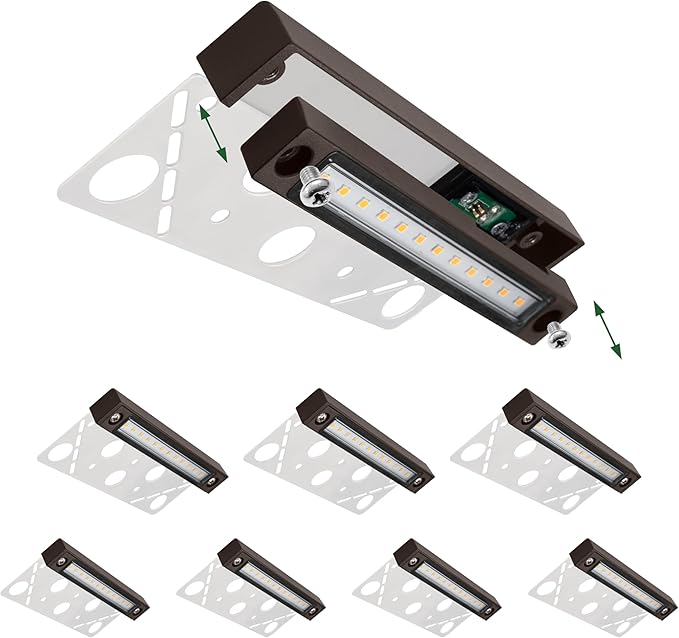 GKOLED 8-Pack Replaceable 6.8" LED Hardscape Lights, Low Voltage Retaining Wall Lights, Paver Wall Hardscape Lighting, Outdoor Landscape Step Lights, 12VAC/DC 1.5W 2700K, Die-cast Aluminum Housing GKOLED