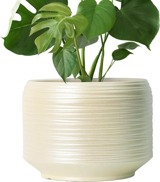 10 Inch Ceramic Plant Pot with Drainage – Large Flower Pot for Indoor Outdoor Plants, Modern Decorative Planter for Patio, Balcony, Garden, or Home Decor Bestseler