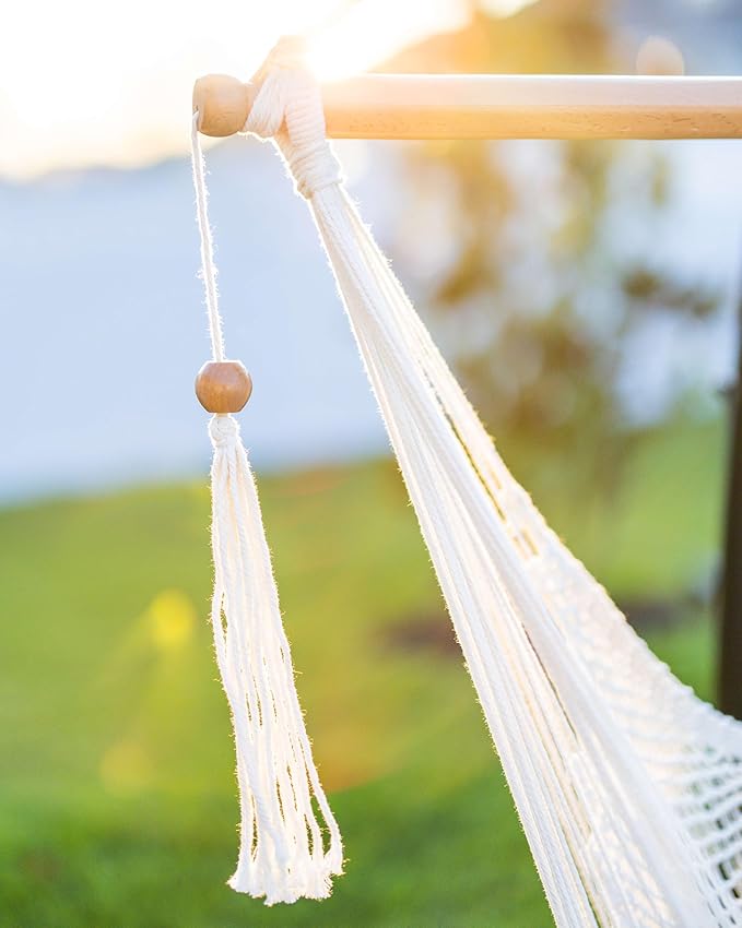 JoyView Hammock Chair with Spreader Bar Caribbean Hammock Swing Chair 300 LBS Weight Capacity XL Rope Hanging Chair for Outdoor Indoor Garden Yard - Red JoyView