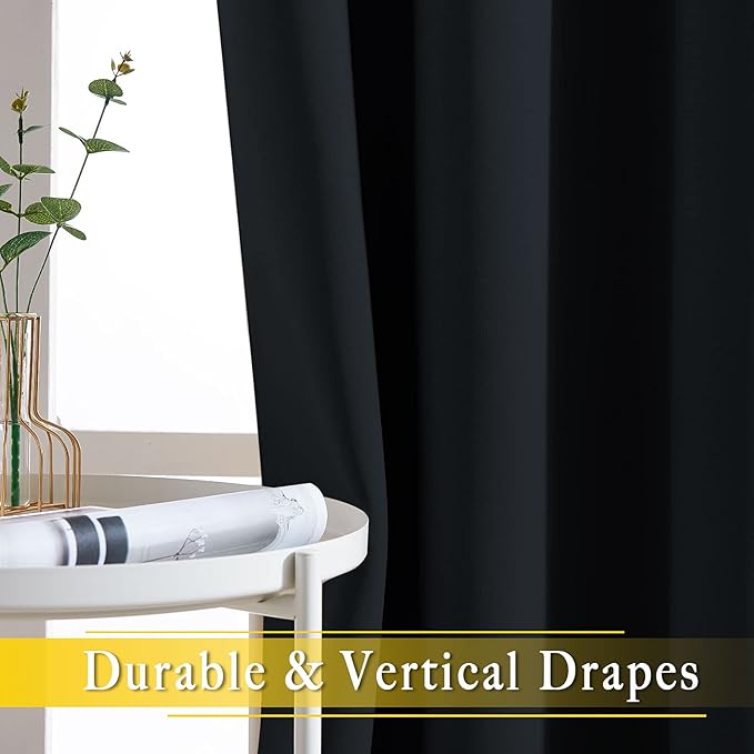 NICETOWN Blackout Curtain for Sliding Glass Door, Patio Door Curtains, Thermal Insulated Wide Drapes/Draperies Light Blocking for Bedroom/Porch (Black, 1 Panel, 80" W by 108“) NICETOWN